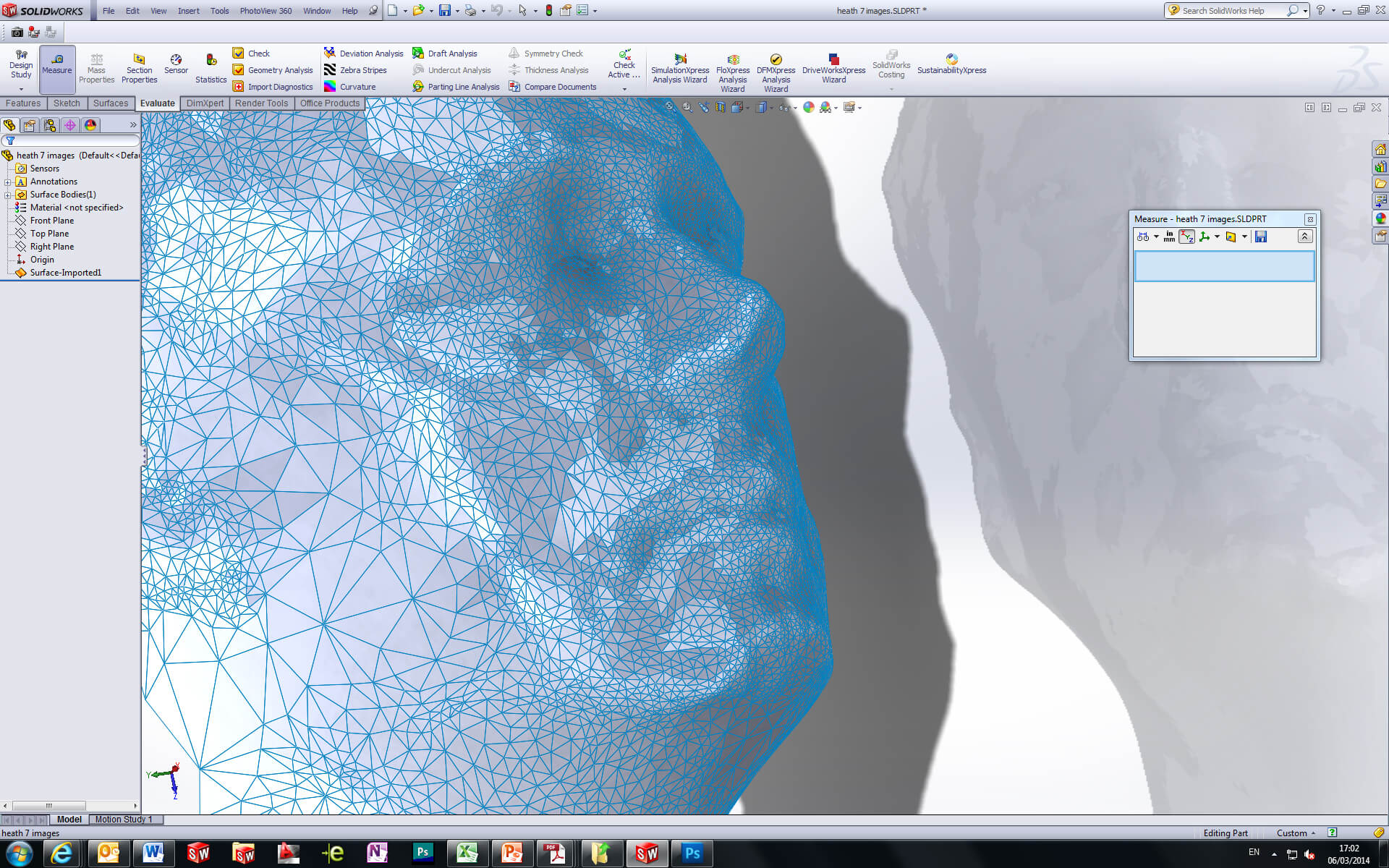Screenshot of 3D scan data of a participant's face