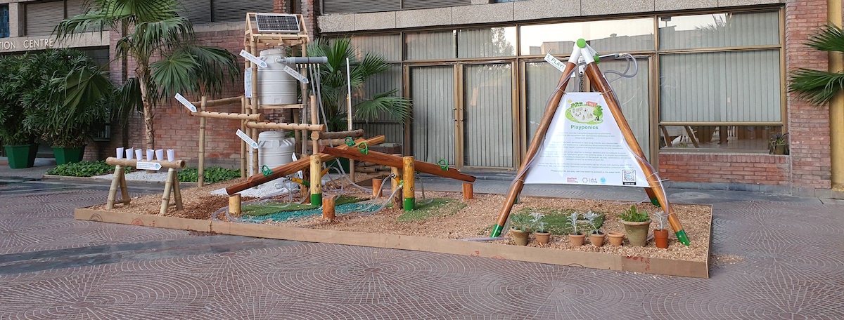 Playponics installed at India Habitat Centre for Rakshak Schools competition