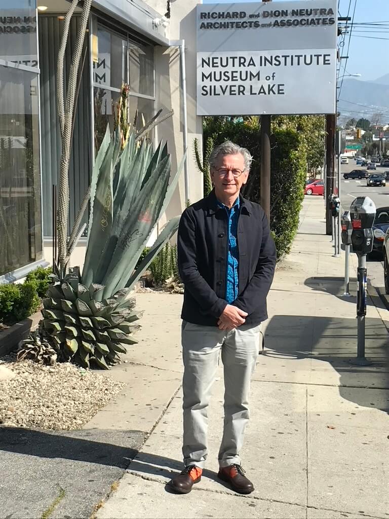 Paul Chamberlain standing outside the Neutra Institute Museum of Silver Lake